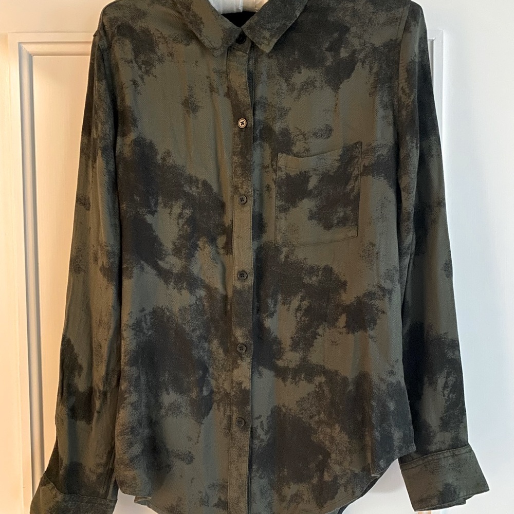 Rails Olive and Black Tie-Dye Button Up S